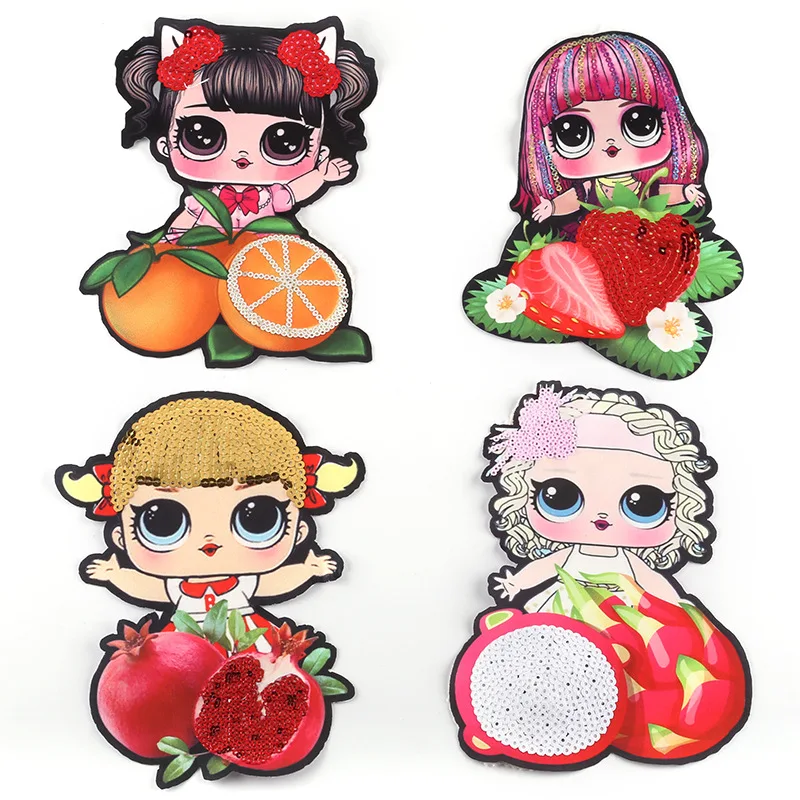 Kawaii Sequined Honey Girl Big Patch Diy Sew on Iron Clothing Apparel Decorative Accessories Daughter Gift Sticker | Дом и сад