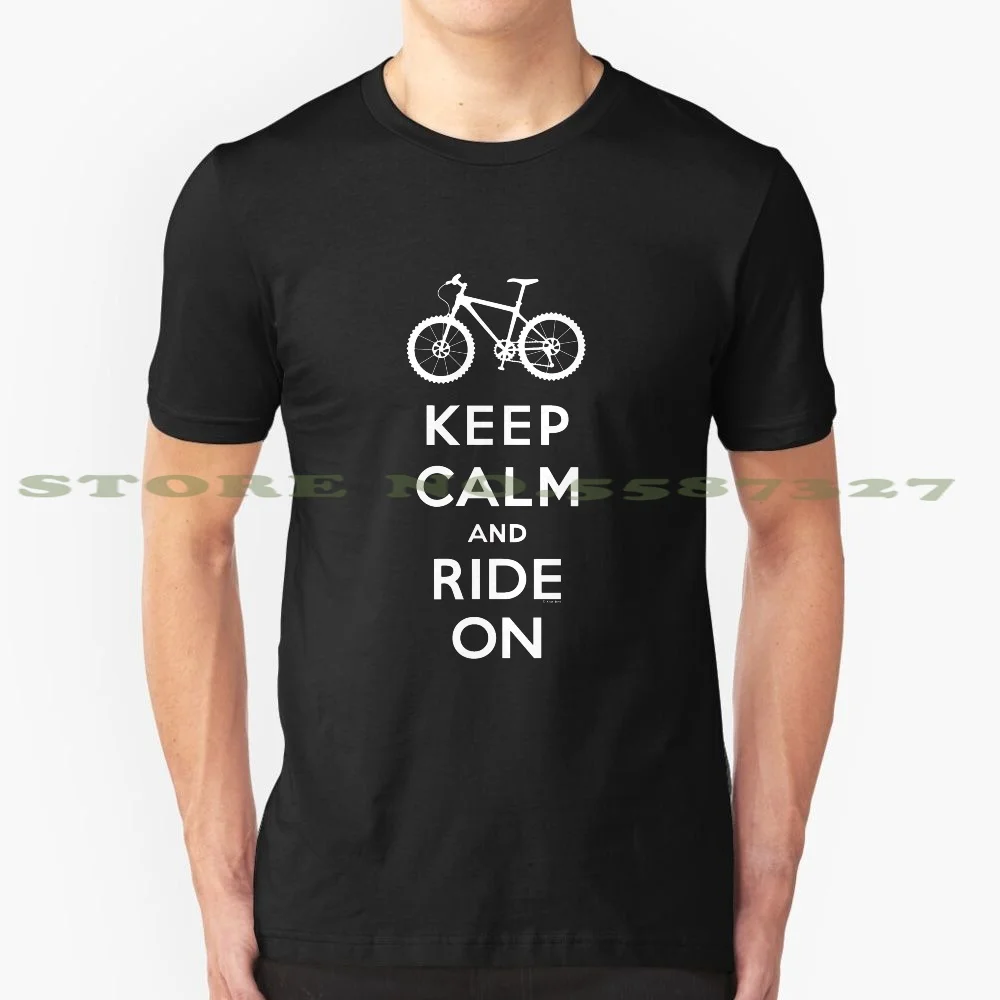 Футболка для мужчин и женщин тенниска с надписью Keep Calm And Ride на горном велосипеде