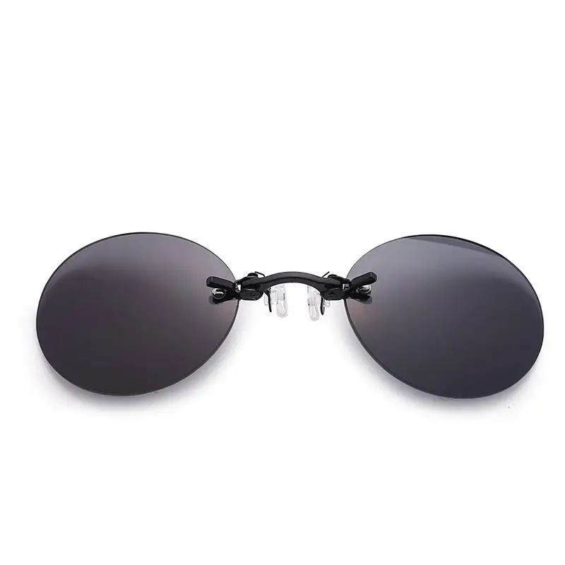 

Fashion Clip On Nose Sunglasses Men Vintage Mini Round Sun Glasses Hacker Empire Matrix Morpheus Rimless Sunglasses