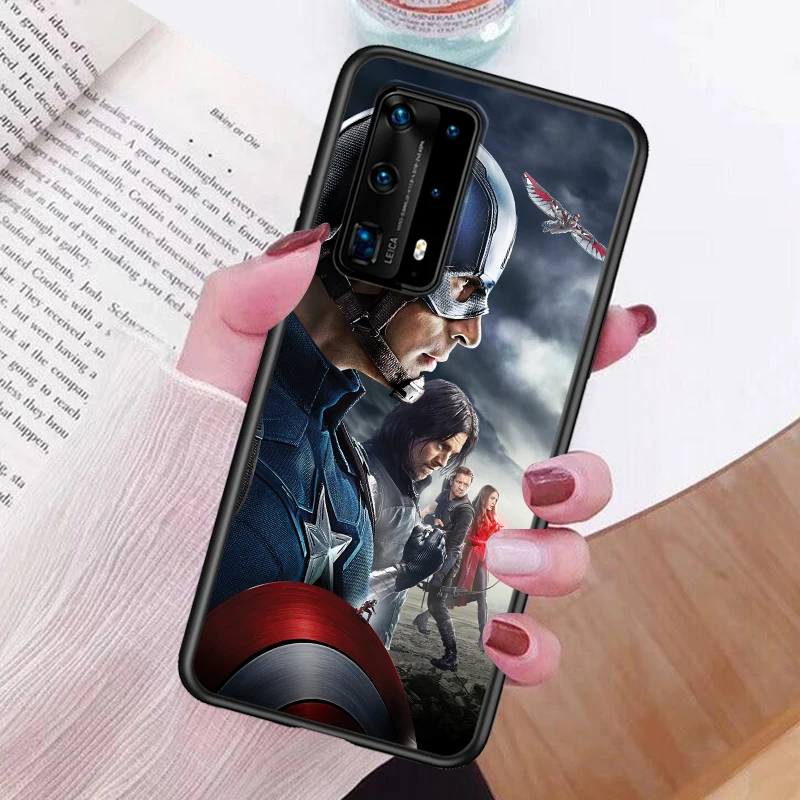 

MARVEL Captain-America For Huawei P8 P9 P10 P20 P30 P40 P50 Lite E RU Pro 2017 2019 mini TPU Black Phone Case