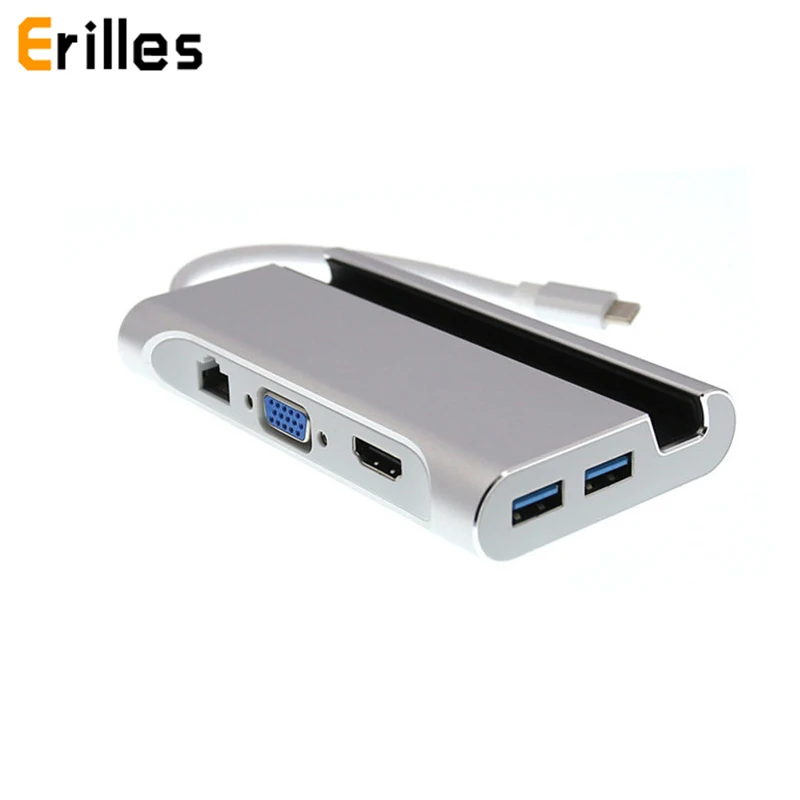 Usb type C 3 1 Gen 4 K HDMI 1080P VGA Видео концентратор 1000 м RJ45 USB 0 USBC PD металлический корпус
