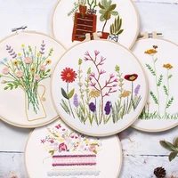 1pcs embroidery kit beginner needlework kits embroidery set cross stitch series handwork needlework plants cross stitch diy craf