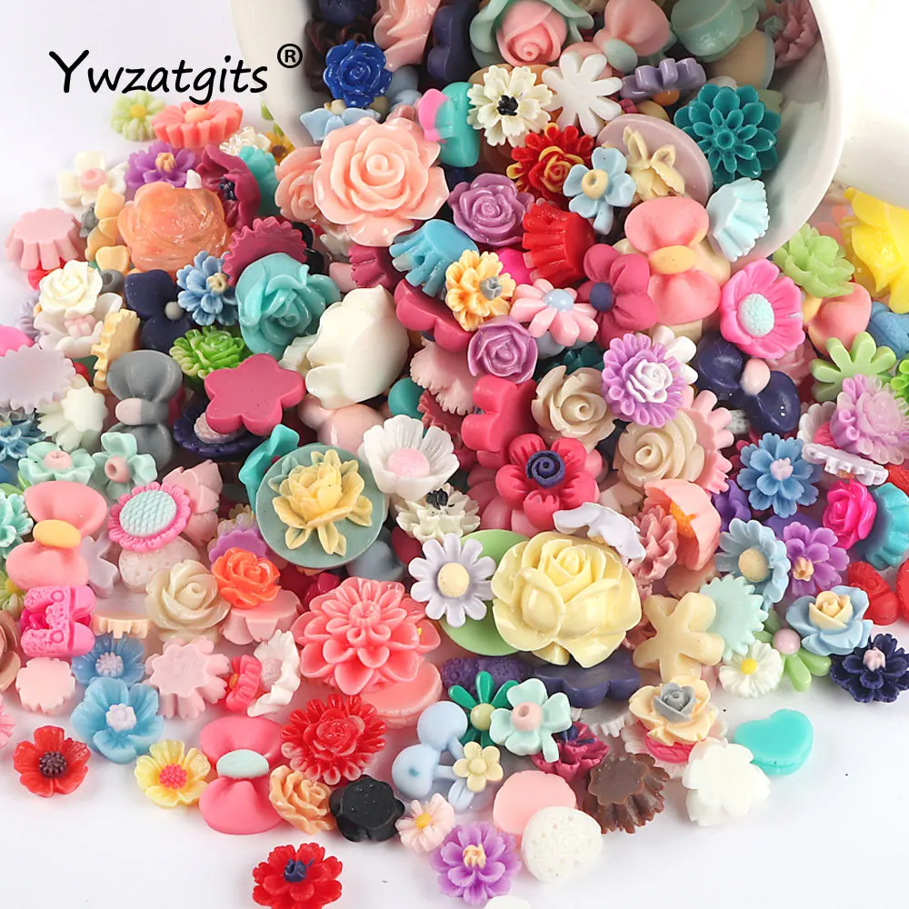 

Ywzatgits 50g Random Mixed Resin 3D Flower DIY Crafts Girl Handmade Scrapbooking Material YF0617