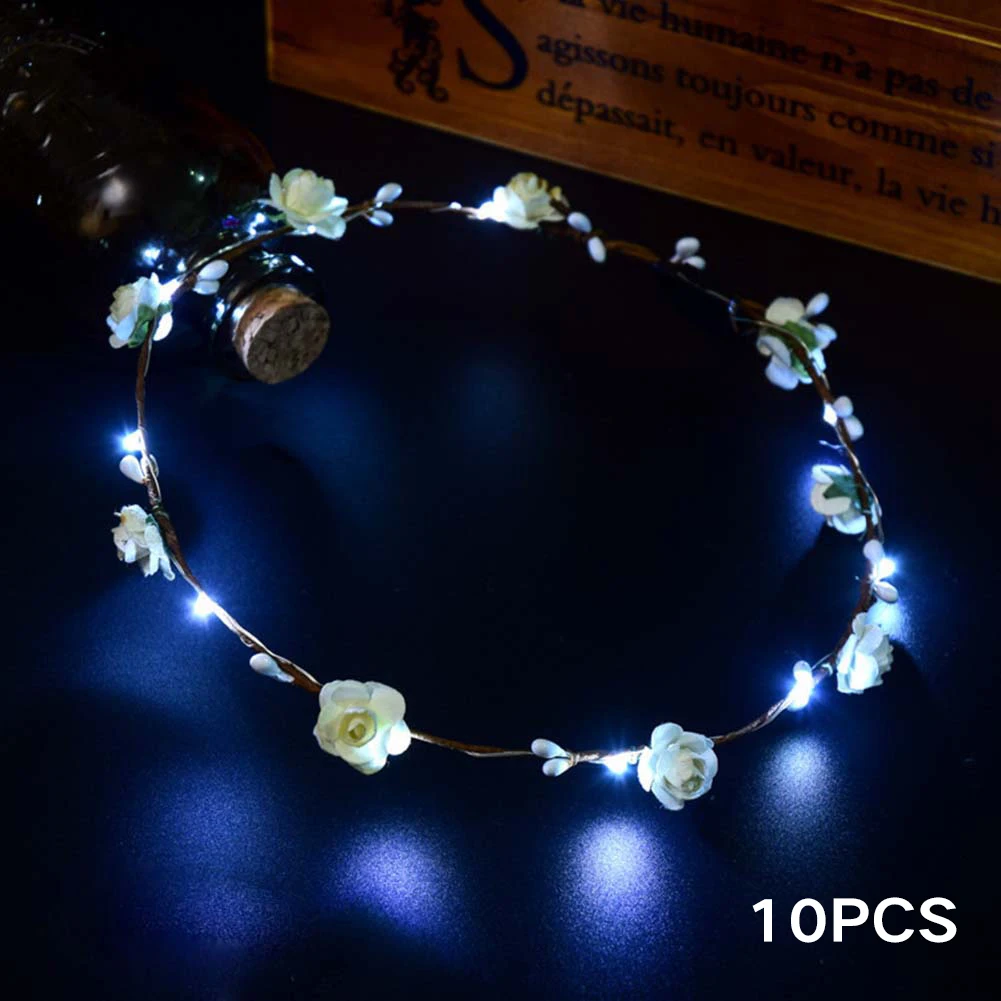 Женский венок для волос декоративный со светодиодной подсветкой вечерние