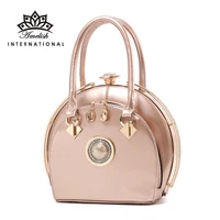 amelish circular women handbags high quality patent leather shoulder bags for lady wedding party gift messenger hand bag totes
