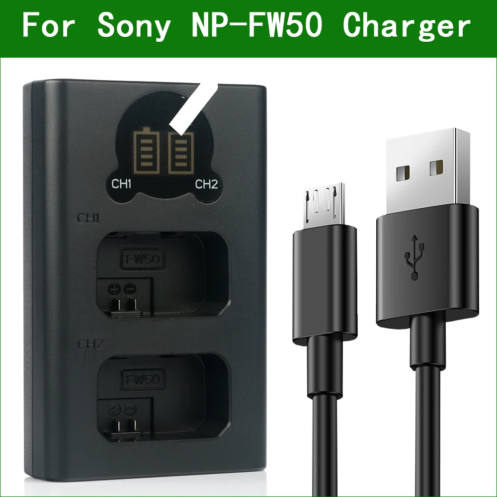 NP-FW50 NP FW50 Dual USB зарядное устройство для Sony NEX 3 5 7 DSC-RX10 II III A7 A7R A7S A3000 A6000 A7000 |