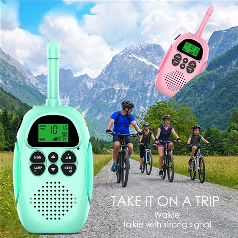 2pcs Kids Mini Walkie Talkie Portable Flashlight HF Transceiver 1000mAh Battery 3-5km Hiking Interphone Toys Gift Two Way Radio