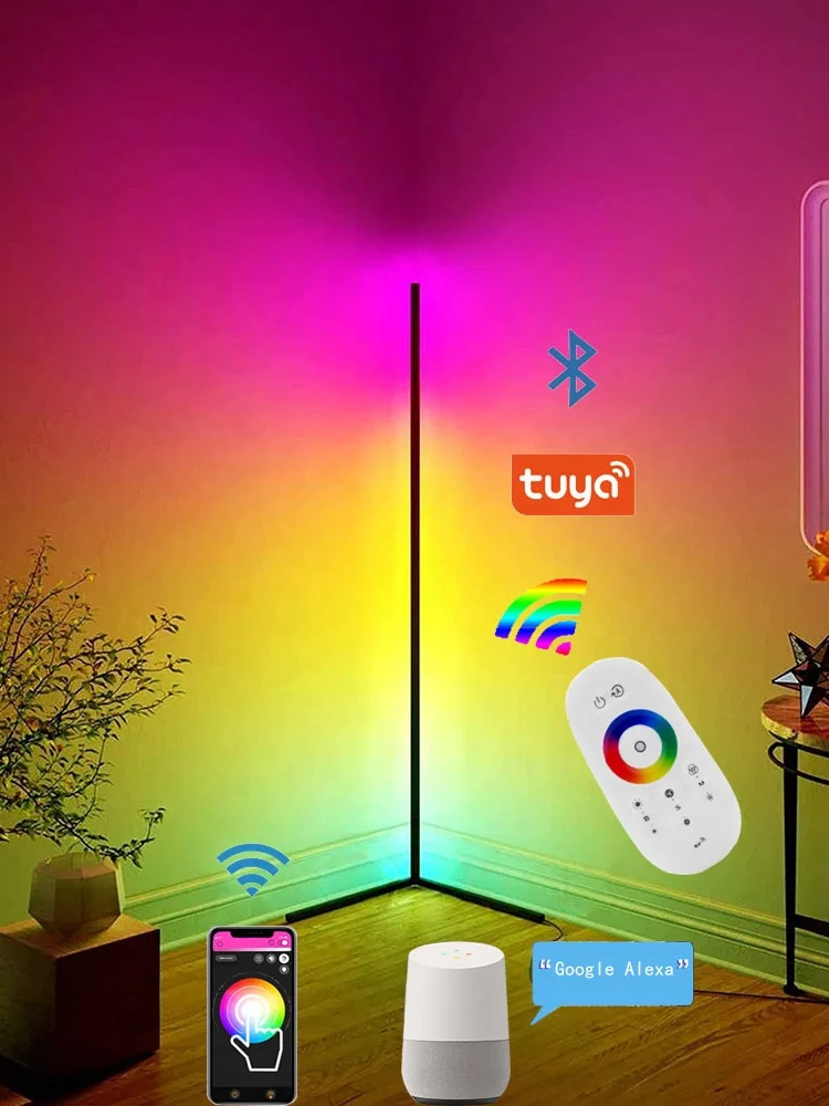 

Modern bedroom black led simple RGB floor light color changing minimum corner stand smallest corner floor lamp
