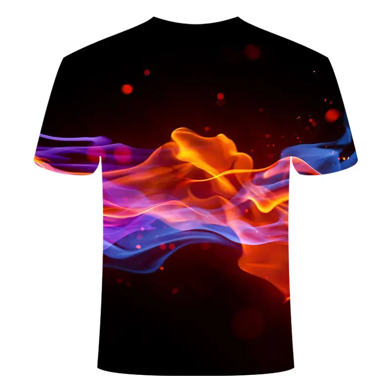 TX075 Blue Flaming tshirt Men/Women t shirt 3d t-shirt Casual Tops Anime Streawear Short Sleeve Tshirt Asian Plus-Size men's clothing - Цвет: TX075