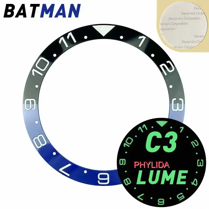 НОВЫЙ 38 мм 12H индикатор второго часового пояса на C3 Lume Керамика рамка вкладыш мод