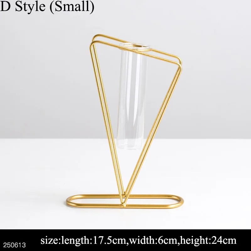 D Style (Small) Ins скандинавские золотистые железные художественные прозрачные стеклянные пробирки гидропоники цветочный горшок гостиная офисная ваза зеленые растения плантатор креативный - Цвет: D Style (Small)