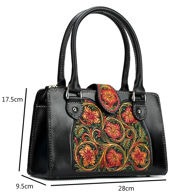 

Bestform Retro First Layer Cowhide Luxury Handbags Women Bags Designer 2021 New Handmade Carved Cow Leather Commuter Totes