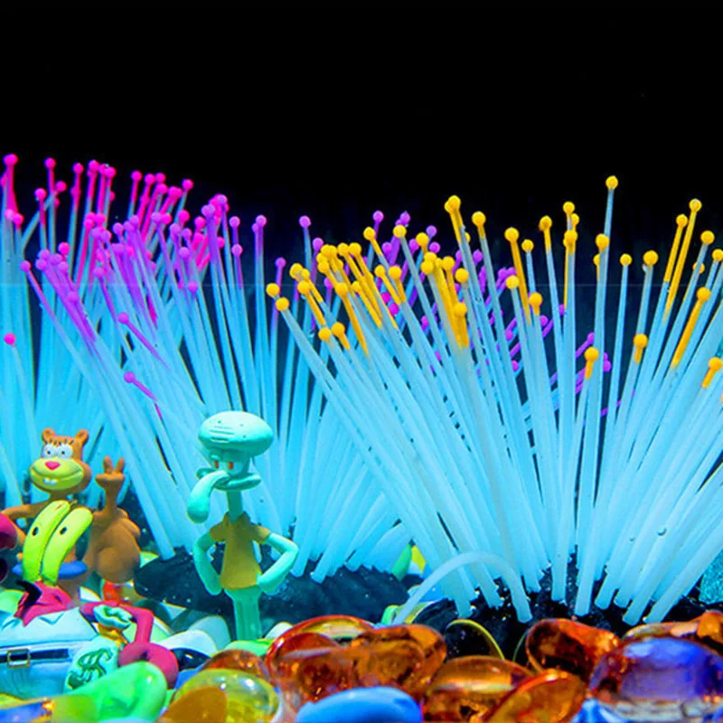 Artificial Fish Tank Plant Grass Aquarium Equipment Decoration Ornaments Landscaping Simulation Water Plants Fluorescent Anemone | Дом и сад