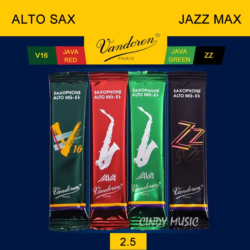 Оригинальная микс карта Vandoren SRMIXA3 Alto Sax Jazz Cane включает 1 каждый ZZ V16 JAVA Green и Red Strength 2