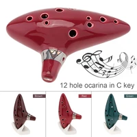 12 holes alto tonec ocarina ceramic mid tone vessel flute woodwind musical instrument with music book neck lanyard musical gift
