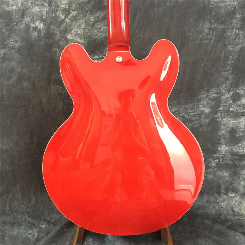 

New product, high quality jazz 335 electric guitar, red jazz guitar, silver hardware, six string guitar, top quality