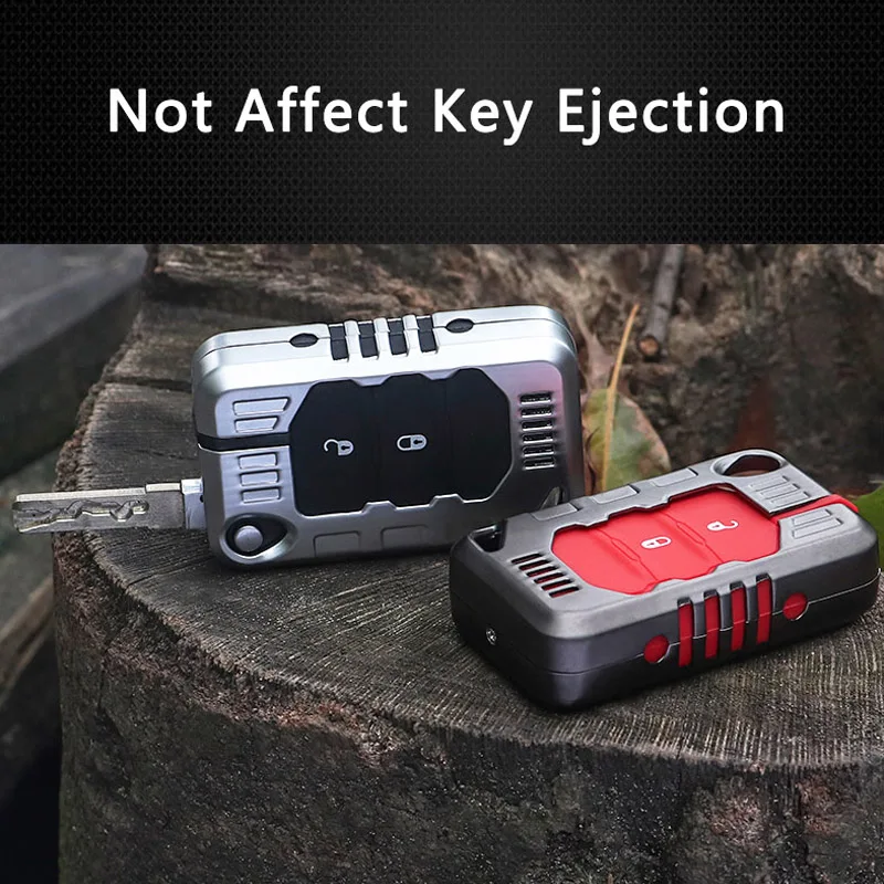 

QHCP Aluminum Alloy Car Remote Key Case Full Cover Shell Key Bag Protector Accessories For Jeep Wrangler JL 2018 2019 2020 2021