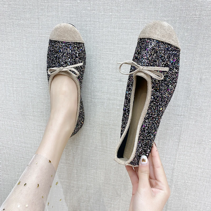 

New Rhinestone Women Flats Spring autumn Woman Loafers Checkered Female Shoes Slip On Ballet Bowtie Women's Shoes