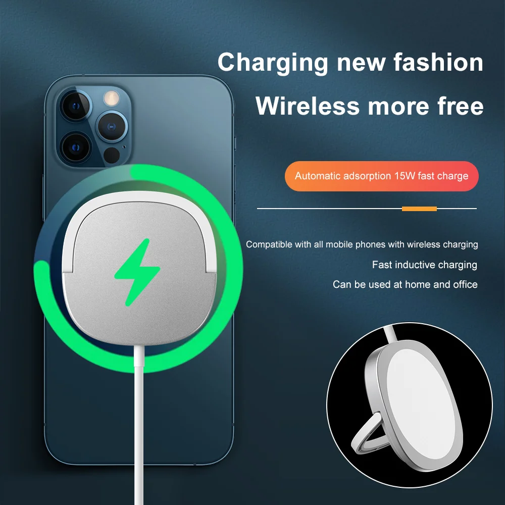 

Amsengo 15W Magnetic Wireless Charger For iPhone 12 Pro Max Mini Magsafing Fast Charge USB C PD Adapter Adsorbable Charging Pad