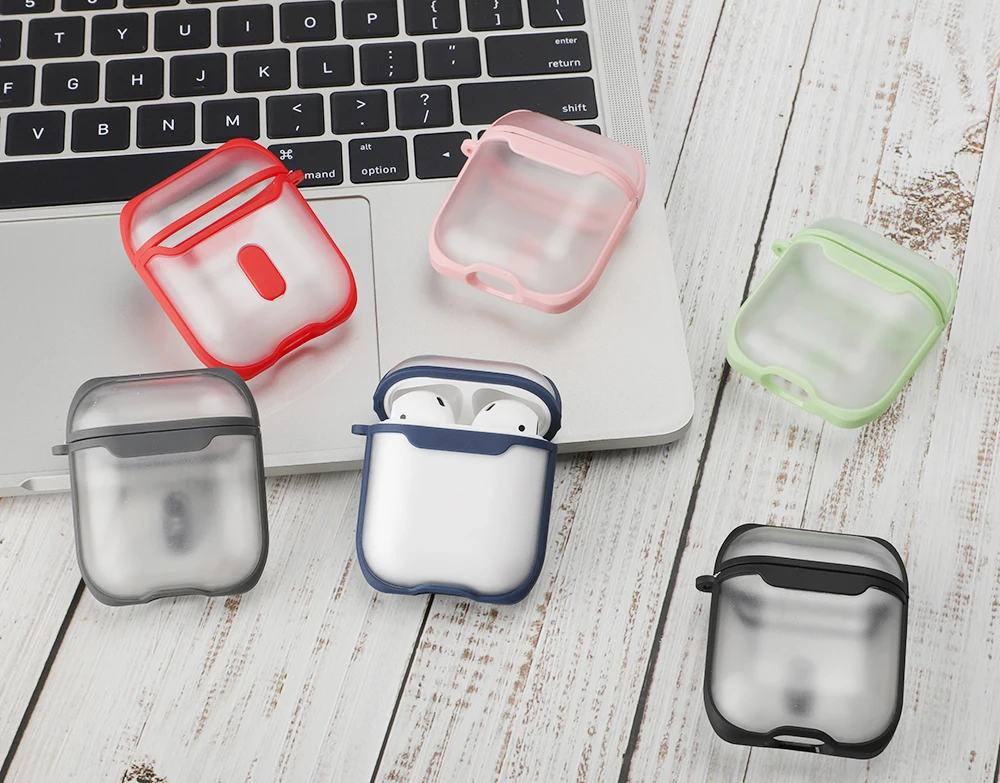 Прозрачный матовый чехол для AirPods, прозрачный чехол для Apple Airpods, 2 чехла, коробка для наушников, аксессуары, сумка, беспроводной Bluetooth, чехол для наушников