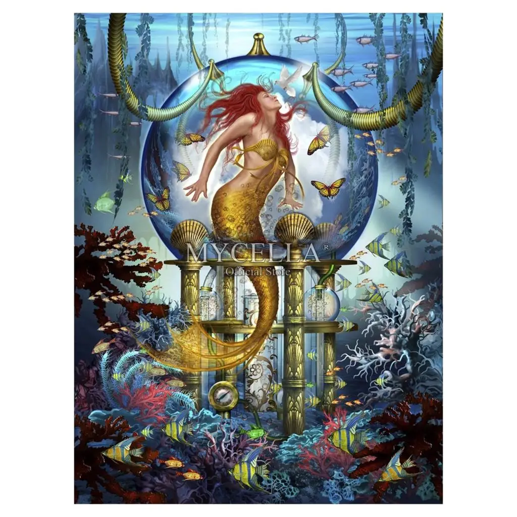 Мультфильм 5d Diy Алмазная картина синий вышивка &quotРусалка&quot Мозаика вышивки