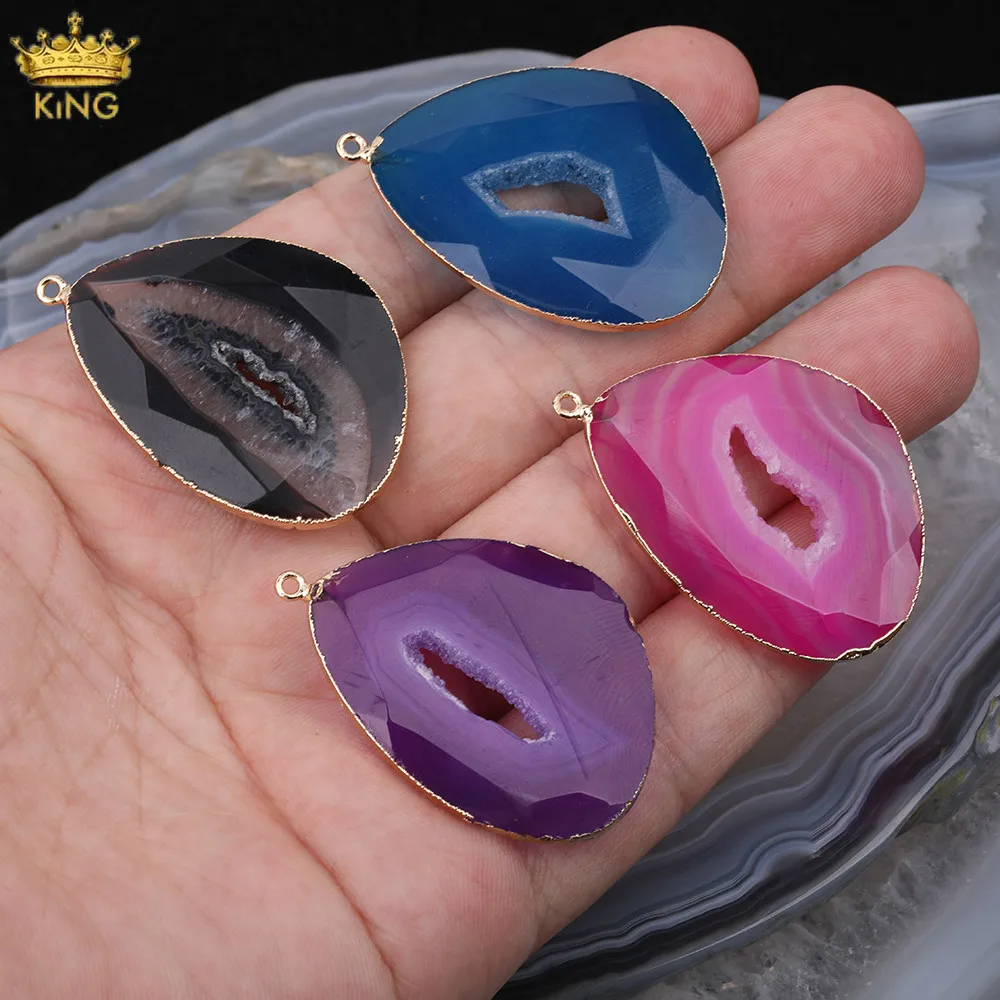 5 шт./лот позолоченные бусины из натурального черного синего розового