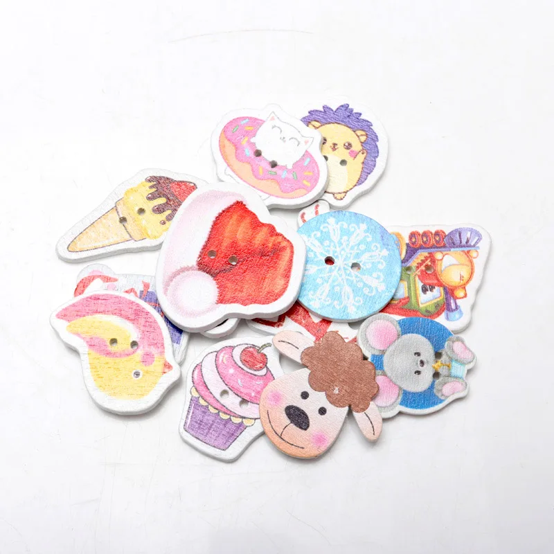 50 шт./упак. Mix Рождественские декоративные деревянные пуговицы DIY 2 отверстия