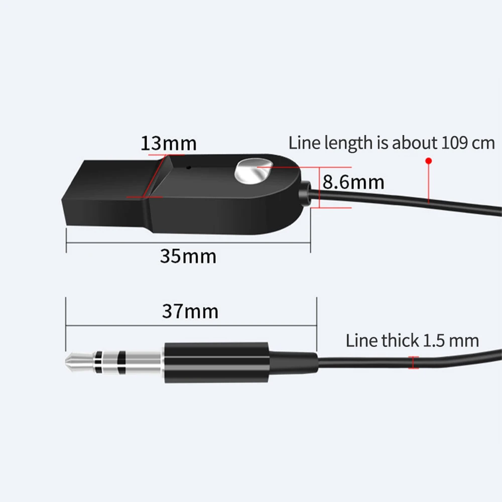 

Durable Bluetooth 5.0 Receiver Built-In High-Definition Microphone Echo-Free AUX Bluetooth Wireless Audio Adapter Portable