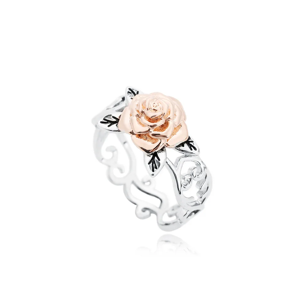 

Retro Rose Flower Rings Vintage Hollow Out Floral Leaf Design Casual Rings Jewelry For Women Birthday Anniversary Romantic Gift