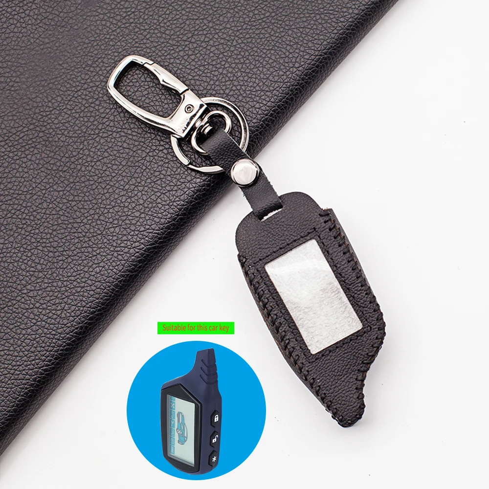 

A91 Stylish 100% Leather Key Case Cover For Vehicle Safety In Two Senses Car Alarm System Russian Version Starline A91 Fob