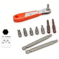 mini magnetic ratchet wrench 146 35mm hexagon torx bidirectional control for singledouble head screwdriver drill bits tool
