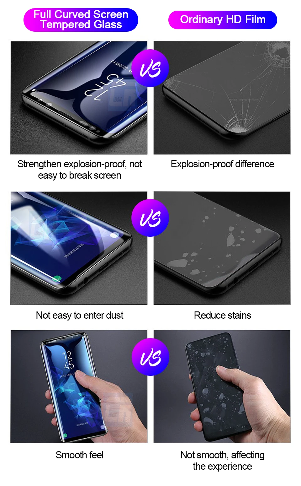6D закаленное стекло с закругленными краями для samsung Galaxy Note 8, 9, 10 Pro, Защита экрана для samsung S8, S9, S10 Plus, защитное стекло
