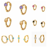 925 silver ear buckle ring style hoop earrings for women luxury colorful crystal earrings wedding anniversary party jewelry gift