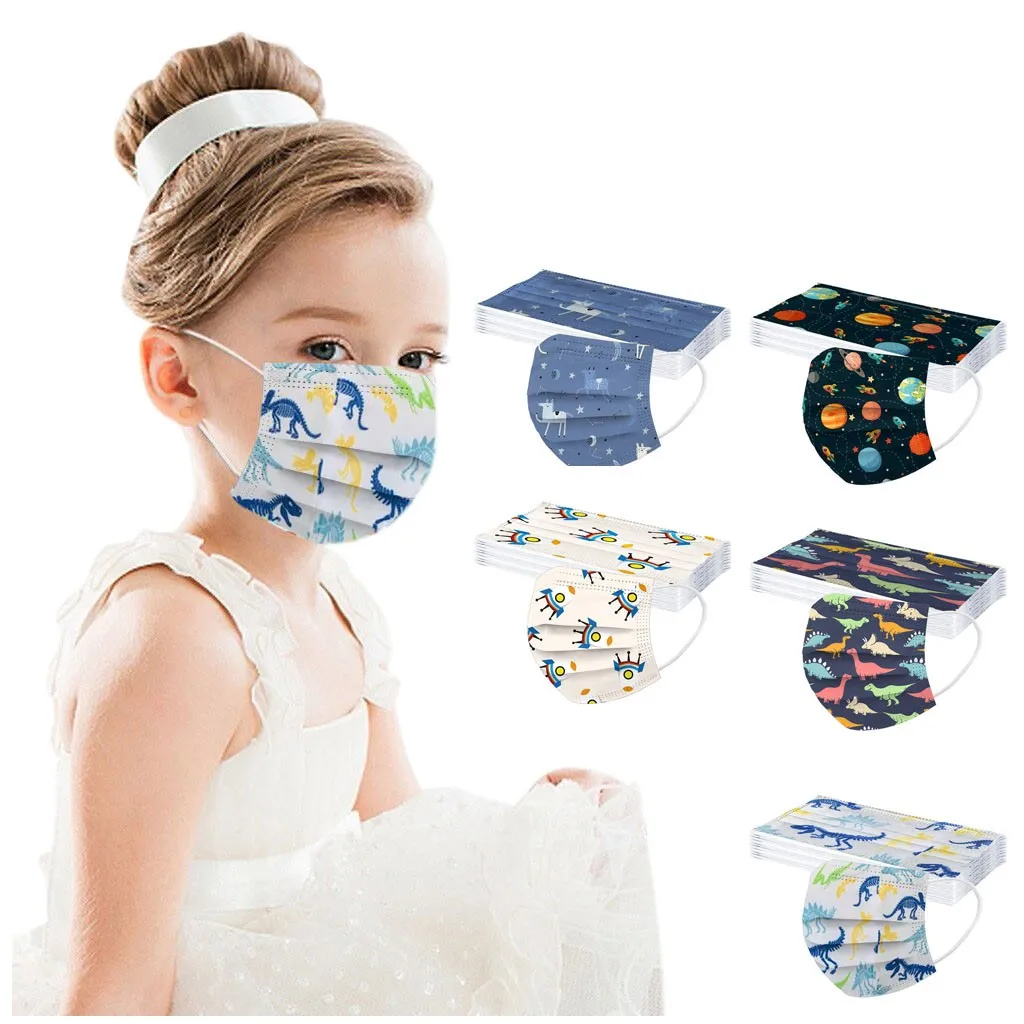 

50PC Children Star Printed Breathable Disposable Mask Cartoon Children's Face Mouth Mask Earloop mascarillas Fast Delievry#Z20