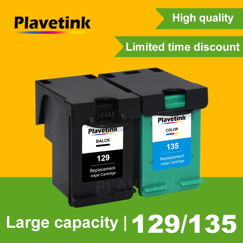 Plavetink-cartucho de tinta para impresora HP 129, 135 Photosmart C4140, C4150, C4170, C4173, C4175, C4180, C4183, C4188, C4190, 129