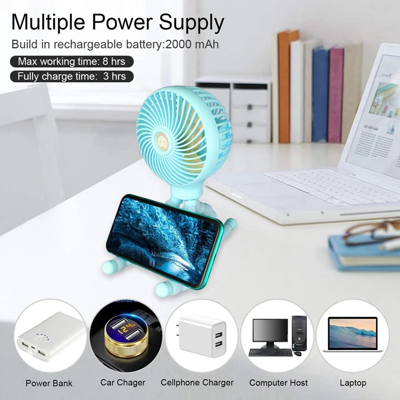 2 комплекта портативный мини-вентилятор для коляски персональный настольный