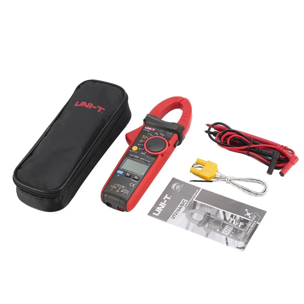 

UNI-T UT216C 600A Digital Clamp Meters AC DC Current Auto Range Multimeters NCV V.F.C Diode LCD Flashlight Temperature Tester