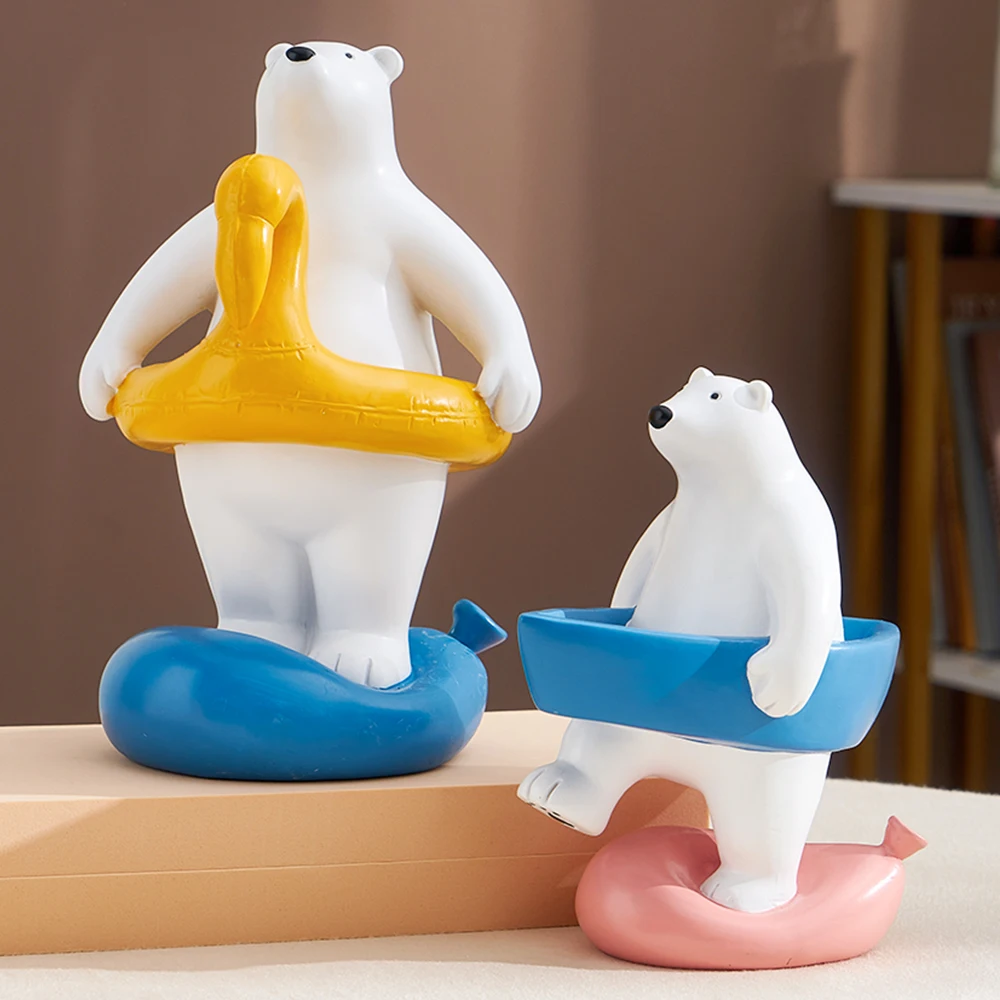 

Мультяшная статуя белого медведя, статуя животного из смолы, креативный домашний декор, Современное украшение для стола в гостиной, детский...