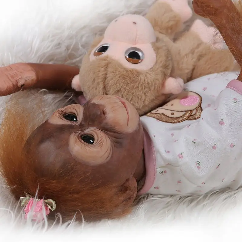 

20 Inch Realistic Doll Soft Silicone Vinyl Newborn Babies Monkey Lifelike Handmade Toy Children Birthday Gifts F3ME
