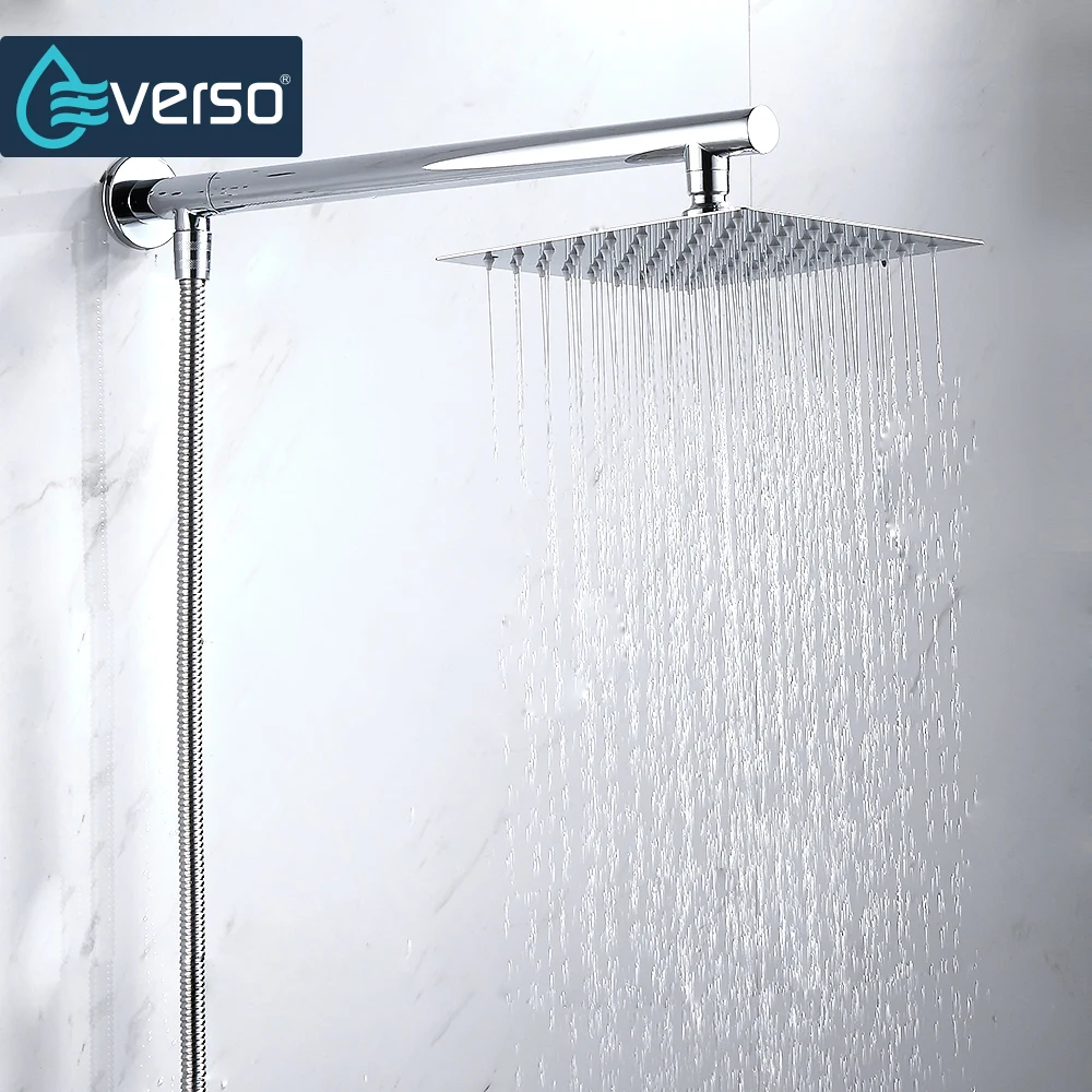 EVERSO хромированная настенная ультратонкая квадратная Лейка для душа 8 дюймов +