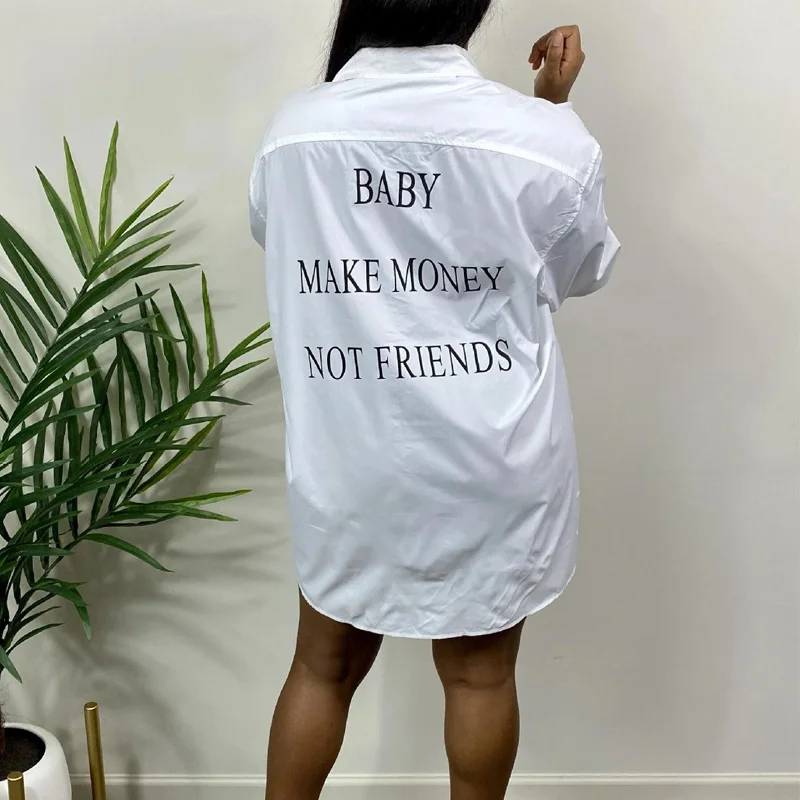 

Turn-Down Collar Button Shirt Dress For Women Long Sleeve Letter Print Mini Dress Ladies Party Club Casual Dress