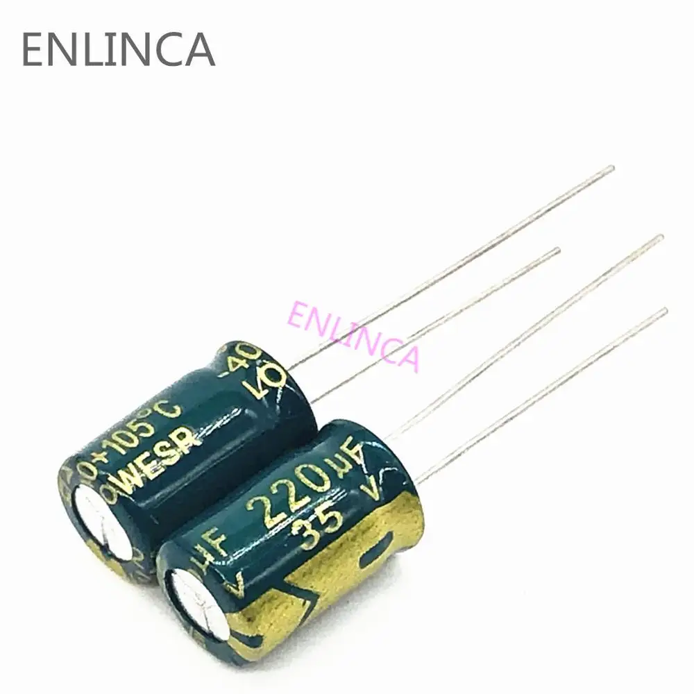 

200pcs/lot Q09 Low ESR/Impedance high frequency 35v 220UF aluminum electrolytic capacitor size 8*12 220UF35V 20%