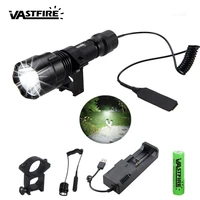 c8 4000lm t6 white led weapon gun light green q5 tactical hunting flashlightrifle scope airsoft mount clipswitch18650charger