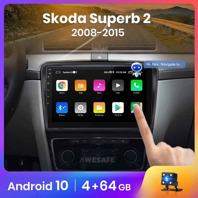 Автомагнитола AWESAFE PX9 для Skoda Superb 2 2008 2015 мультимедийный видеоплеер на Android 10 0 Гб