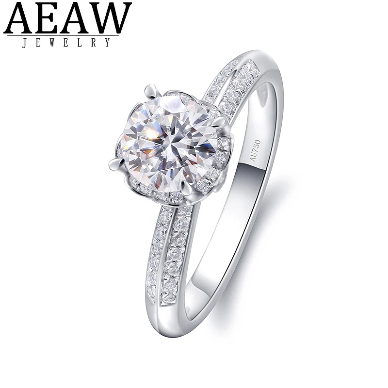 

D Color Round Brilliant Cut VS 0.5CT 5.0mm CVD HPHT Lab Grown Diamond Engagement Ring for Women Real 14K White Gold