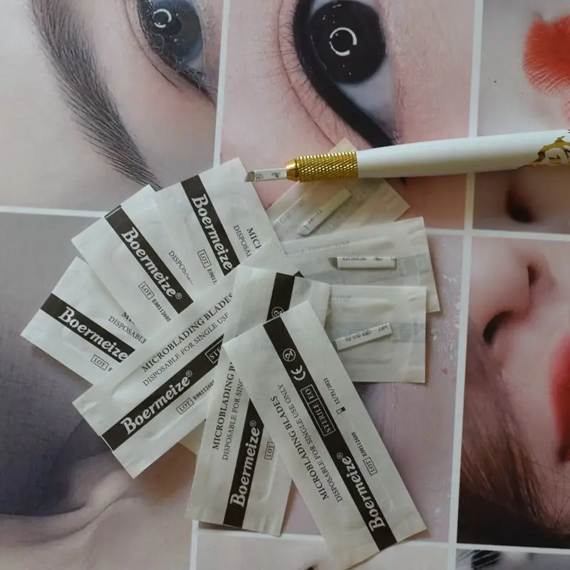 

Tattoo Eyebrow Needle 100piecs 16 pin Sterilized Permanent Makeup Eyebrow Embroidery Tattoo Needles Blades For Manual Tattoo Pen