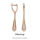 Эстетические качественные медные серьги в форме капли, женские свадебные подарки, ювелирные изделия, аксессуары, висячие серьги с кристаллами для женщин