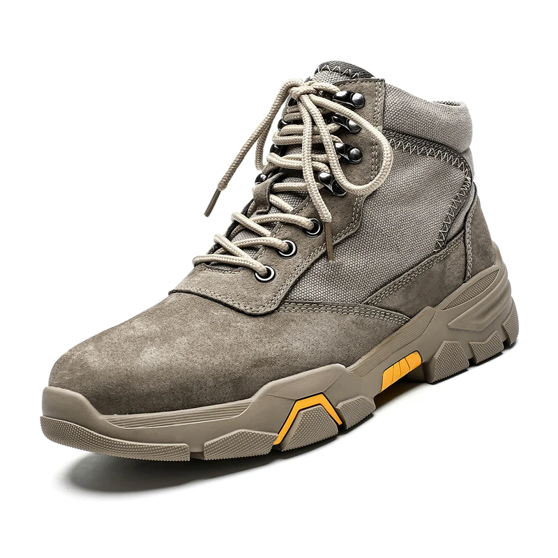 Hot Sale Leather Boots Men Casual Ankle Outdoor Mens Shoes High Top Winter with Fur Black Plus Size Comfortable Foorwear | Обувь