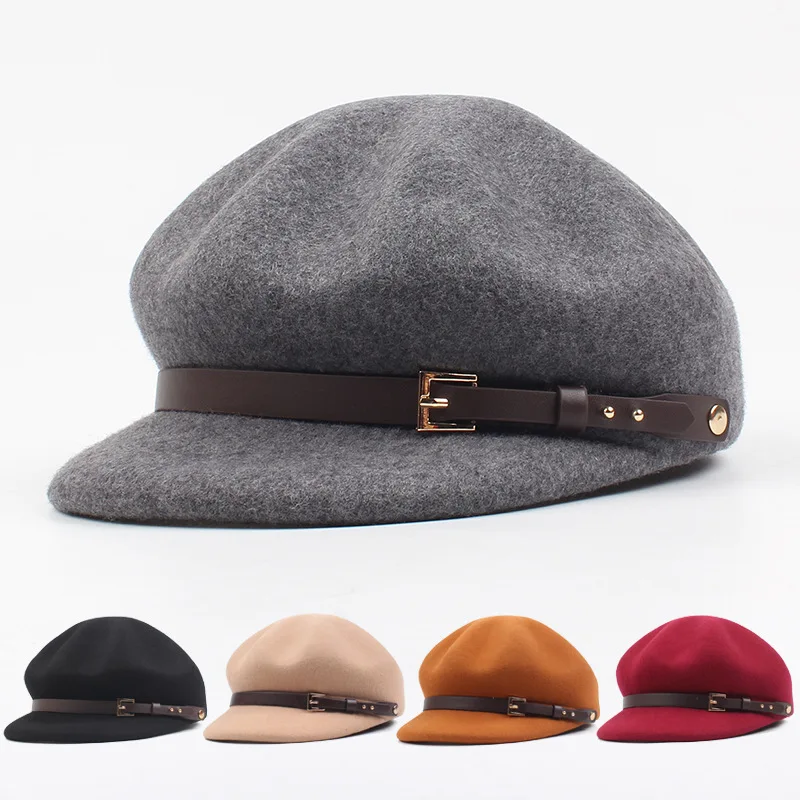 

Hat Women's Autumn and Winter Woolen All-match Octagonal Hat Korean Retro Personality Casual Newsboy Hat Fashion Beret
