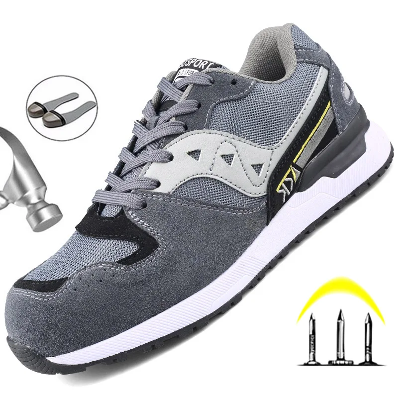 

Men Safety Shoes Anti-smashing Steel Toe Work Shoes Sneakers Casual Male Indestructible Safety Work Boots Construction Footwear